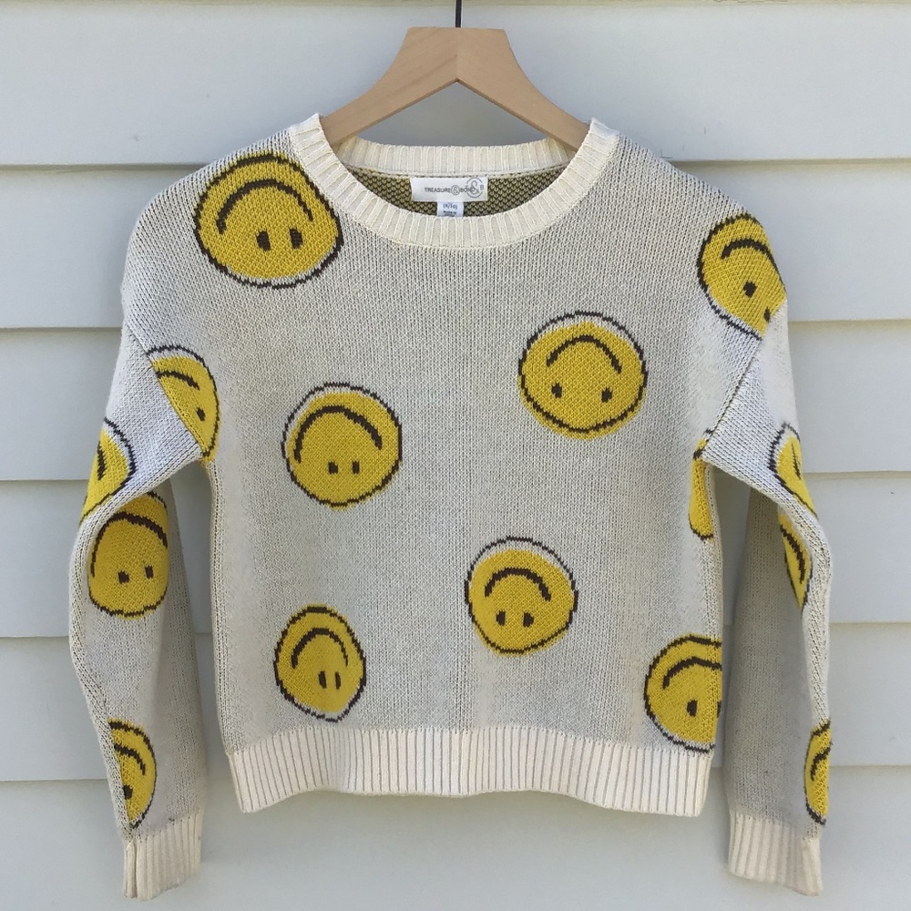 Treasure & Bond Kids’ Pattern Pop Organic Cotton Blend Sweater Size Medium